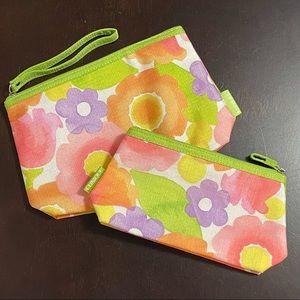 Clinique NWOT 2 Piece Floral Make-Up Bags